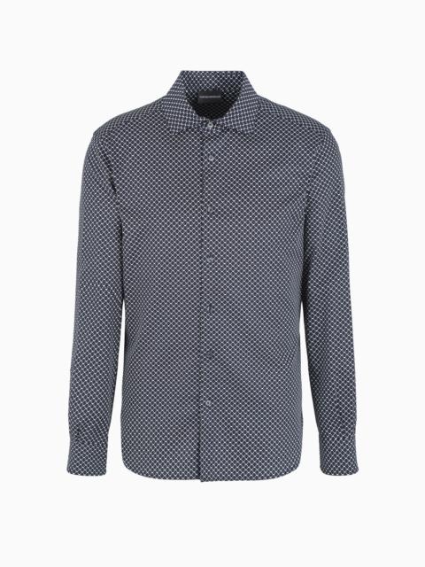 EMPORIO ARMANI Cotton shirt with all-over logo print