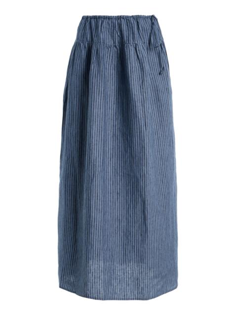 DEIJI STUDIOS Striped Linen Maxi Skirt blue