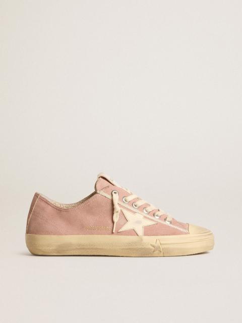 Golden Goose V-Star in pink suede with cream leather star