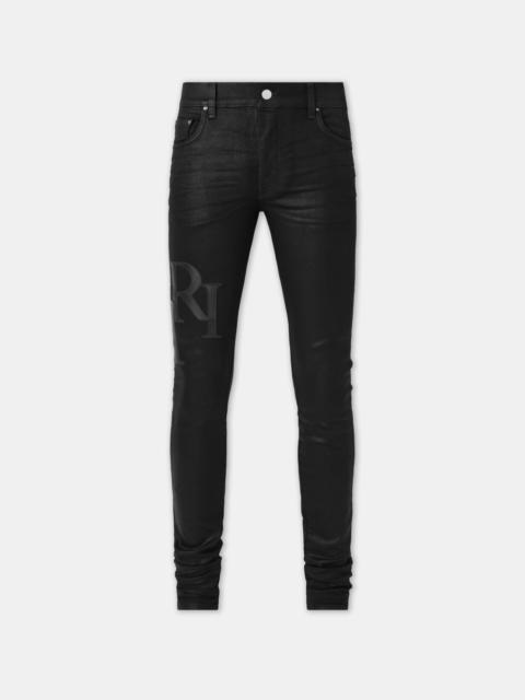 AMIRI WAXED STAGGERED LOGO SKINNY JEAN