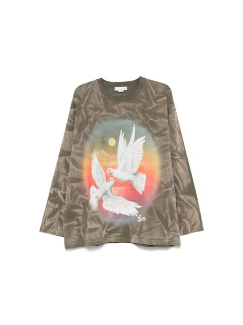 bird-print top