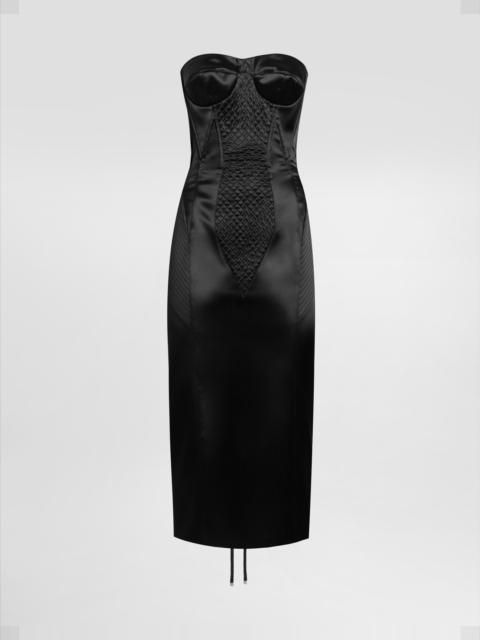 Dolce & Gabbana Strapless satin dress with corset details
