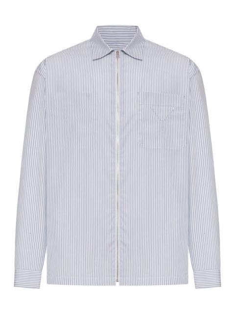 Prada Prada Men Cotton Poplin Shirt With Striped Pattern