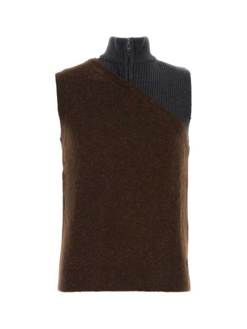 FENDI Fendi Men Two-Tone Stretch Wool Blend Vest