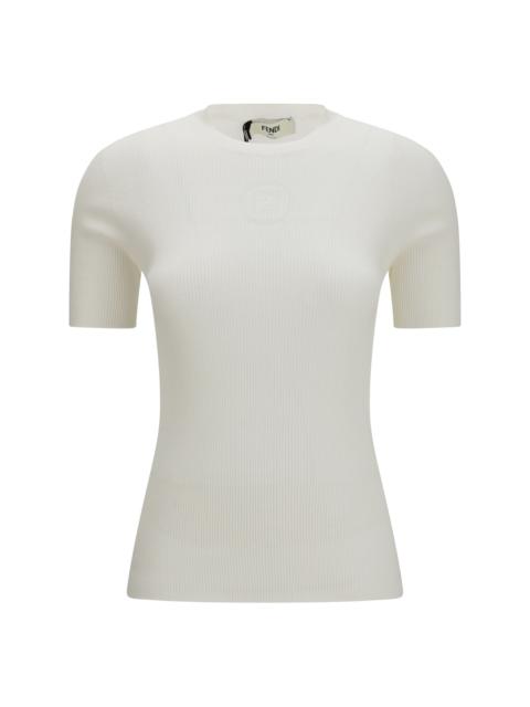 FENDI Fendi Short-sleeve Cotton Sweater Off White