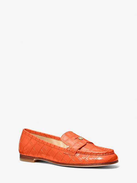 MICHAEL KORS Jennings Crocodile Embossed Leather Loafer