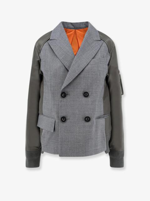 sacai Sacai Women Wool Blazer With Nylon Sleeves