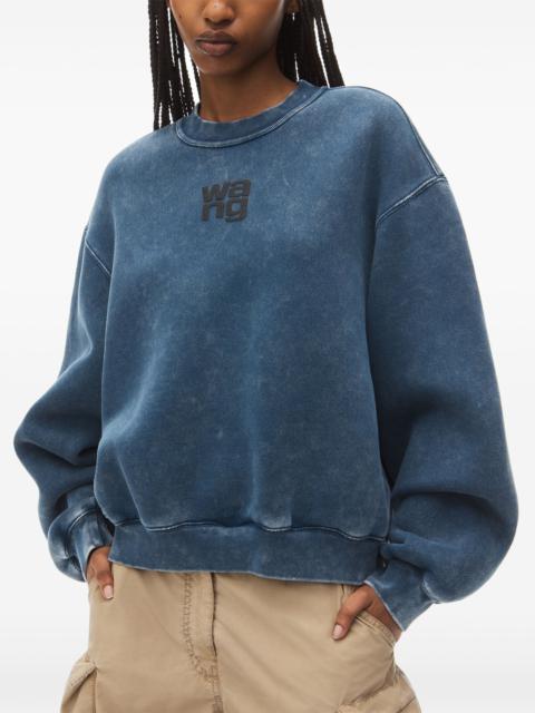 alexanderwang.t T BY ALEXANDER WANG Women Essential Terry Crew  W/ Puff Paint Logo Sweatshirt