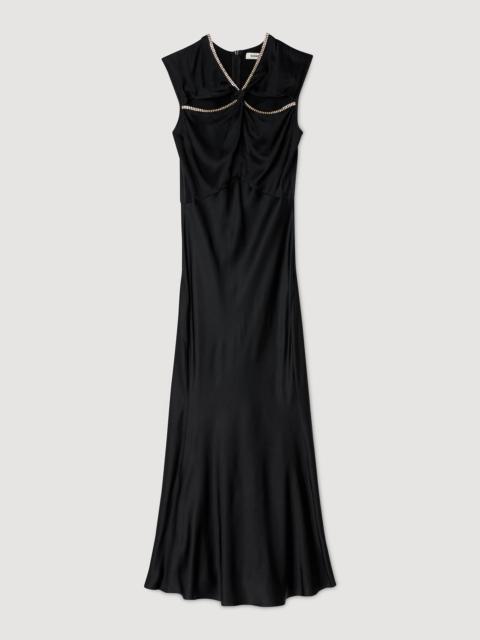Sandro SATIN MAXI DRESS WITH RHINESTONES