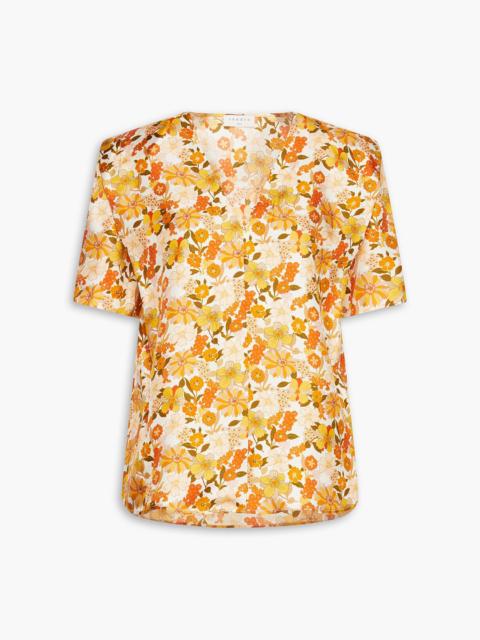 Sandro Floral-print silk-twill blouse