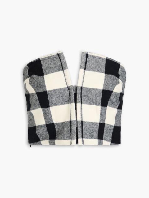 Other Designers Layne cropped checked cotton-flannel strapless top