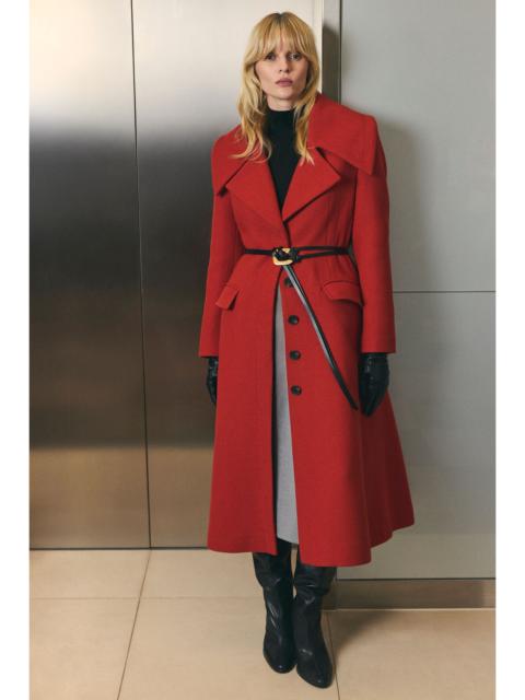 KAREN MILLEN Wool Shawl Collar Belted Tailored Midi Coat