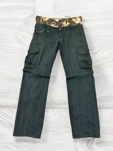 Double Waist Striped Cargo Pants Faded PPFM Floral Waistband