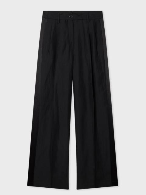 Paul Smith Women's Black Contrast Satin Wide-Leg Trousers