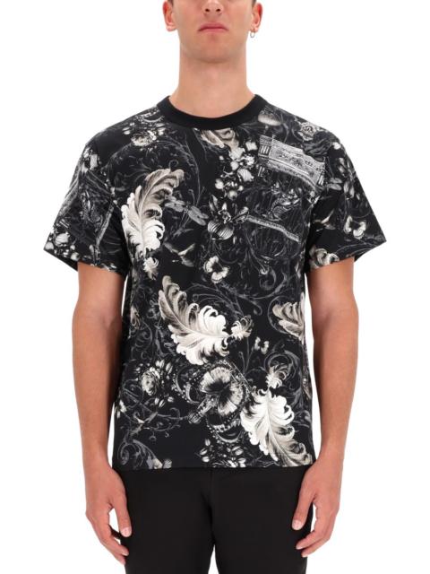 VERSACE JEANS COUTURE COTTON T-SHIRT WITH CABINET DE CURIOSITY PRINT