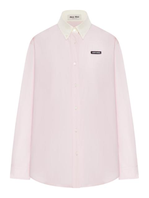Miu Miu Miu Miu Women Cotton Poplin Shirt With Logo Patch