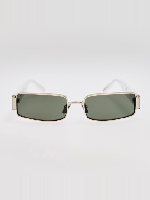 LINDA FARROW Kaia Sunglasses in Grey and White Gold