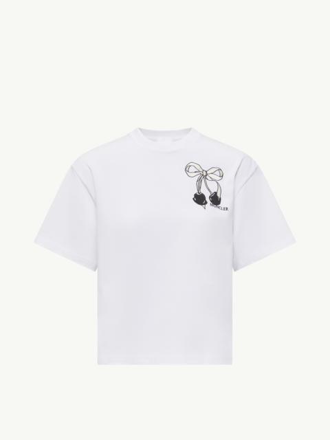 Moncler Embroidered Cherry Logo Cotton T-Shirt