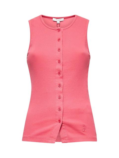 J.W. ANDERSON - Jw Anderson Women Pink Ribbed Cotton Logo Tank Top