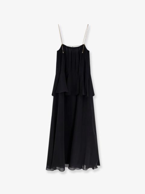 Chloé Chloe' Flounced Silk Long Dress