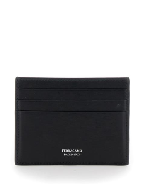 FERRAGAMO Ferragamo Men Card Holder 'Florence' With Logo Lettering On The Front In Black Leather For Men