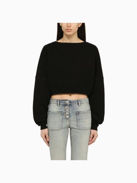 Saint Laurent Short Black Cotton Sweatshirt Women