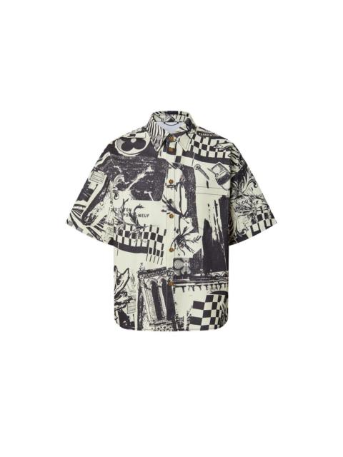 Louis Vuitton Louis Vuitton LV Comic Newspaper Graffiti Denim Short-Sleeve Shirt