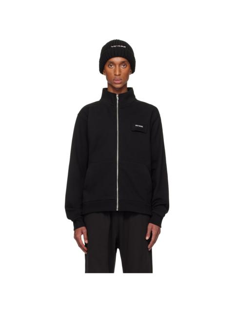 We11done Black Pillow Logo High-Neck Zip-up Jacket