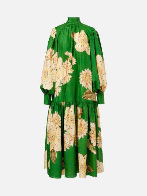 ALÉMAIS Sage floral silk midi dress