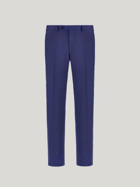 Canali BLUE WOOL REGULAR-FIT PANTS WITH MICRO-DESIGN