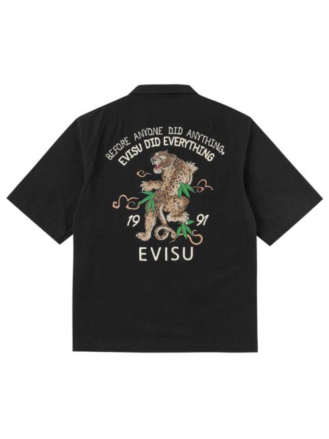 EVISU Leopard Print Logo Embroidery Shirt