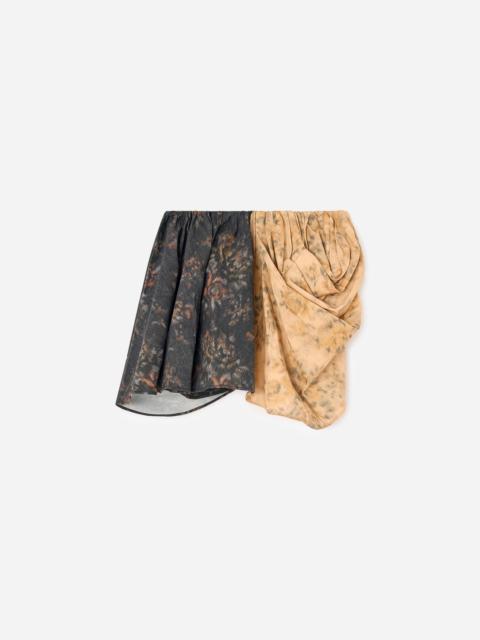 GANNI Printed Stretch Cotton Draped Mini Skirt