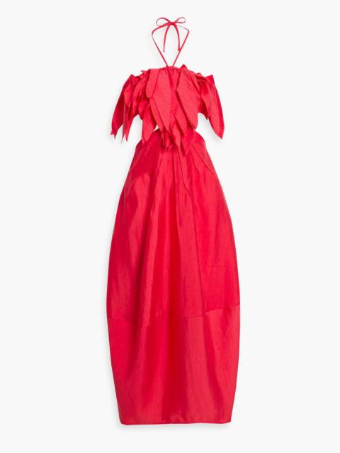 Cult Gaia Lue fringed TENCEL™-blend halterneck midi dress