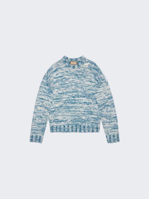 GUCCI Knit Wool Sweater Ivory And Azure