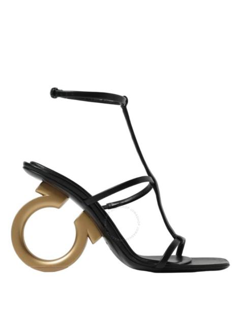 FERRAGAMO Ferragamo Ladies Black Nappa Elina Gancini Sandals
