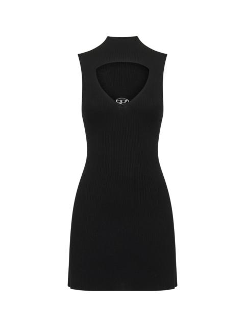 Diesel Women Black Ribbed Wool M-Oloni-Short Minidress