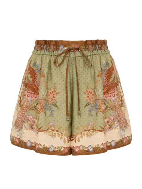 Zimmermann Indra Relaxed Short in Khaki Scarf Floral
