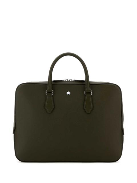 Montblanc Montblanc Men Olive Green Leather Sartorial Briefcase
