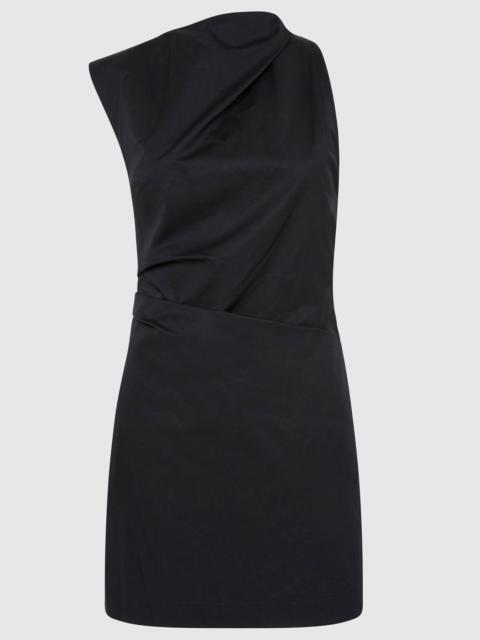 ST. AGNI Asymmetric Tuck Mini Dress - Black