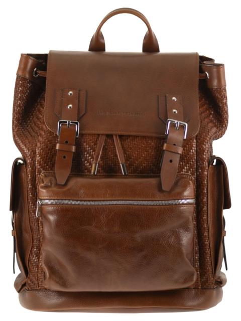 Brunello Cucinelli Brunello Cucinelli Men City Backpack In Woven Calfskin And Cowhide Leather