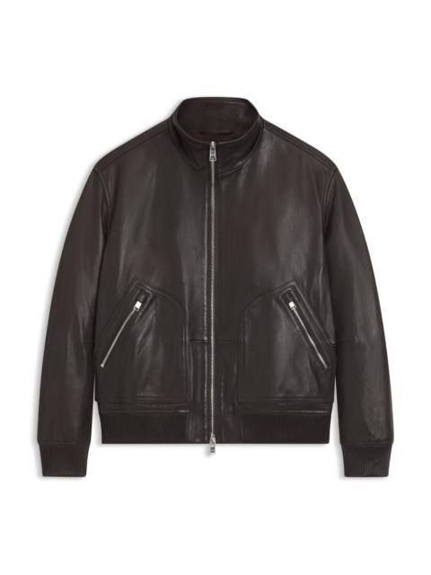 BOSS NAPPA-LEATHER JACKET WITH TWO-WAY ZIP