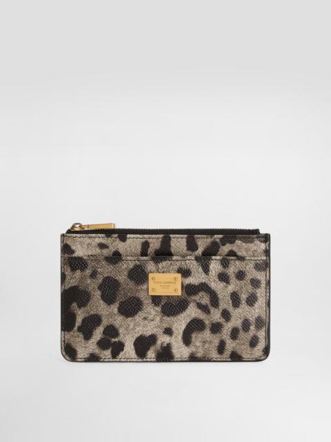 Dolce & Gabbana Leopard-print dauphine calfskin card holder