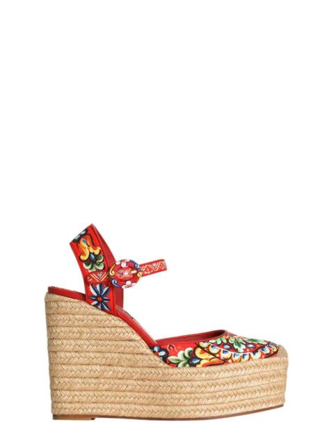 Dolce & Gabbana Dolce & Gabbana Women Canvas Wedge Sandal With Carretto Print