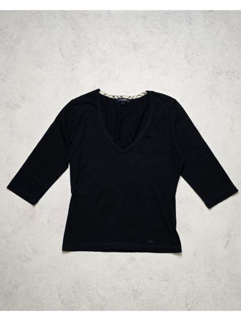 Burberry Burberry London V Neck Top 3/4 Sleeve Nova Check Trim