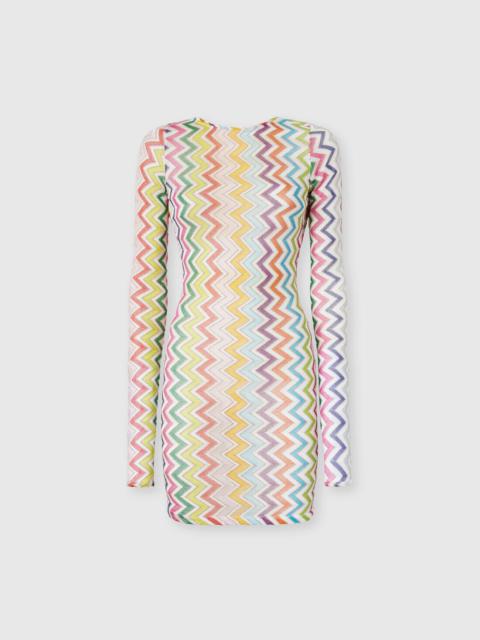 Missoni Short Cover-Up Dress in Viscose and Lamé with Long Sleeves