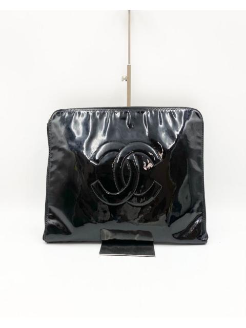 CHANEL Chanel No.4 Black Patent Leather Big CC Clutch