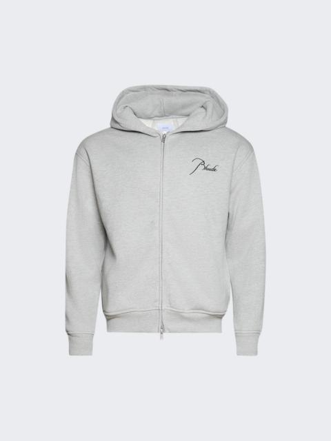 Rhude Classique Zip Up Hoodie Heather Grey And Black