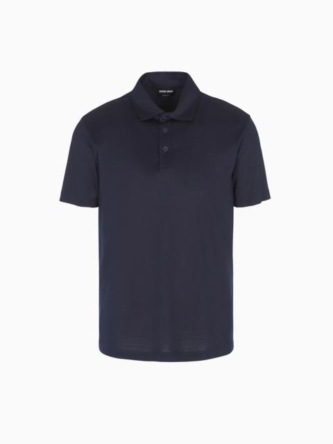 GIORGIO ARMANI Silk and cotton-mélange jersey polo shirt
