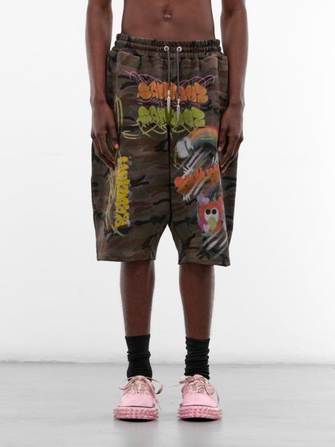 Sankuanz Camo Graffiti Drop Crotch Shorts