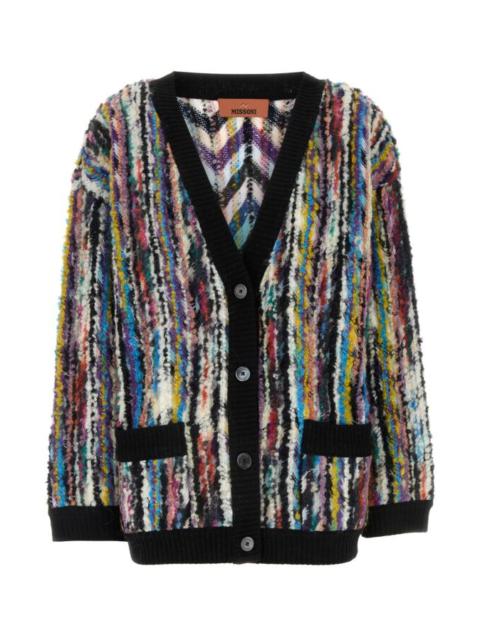 Multicolor bouclé oversize cardigan